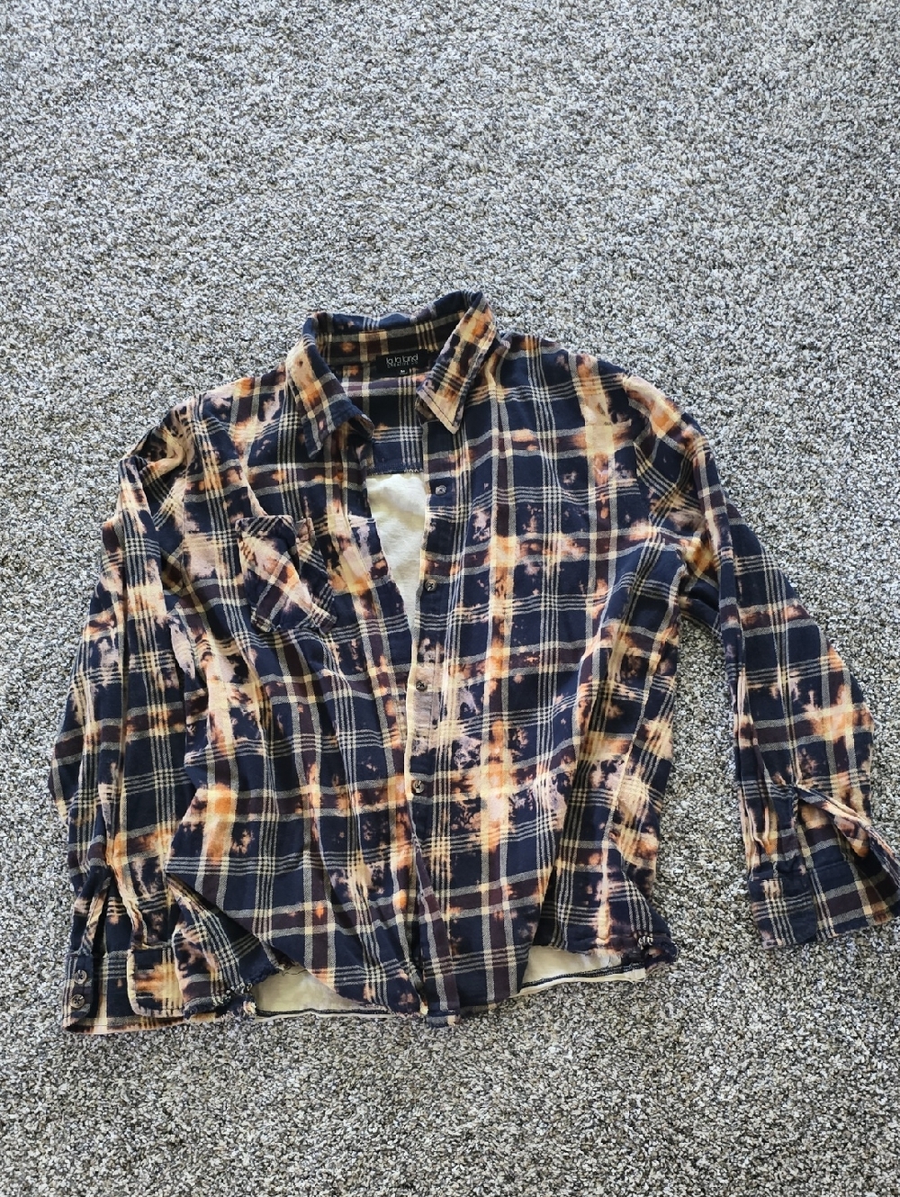 Distressed Navy Plaid Button-Down Shirt